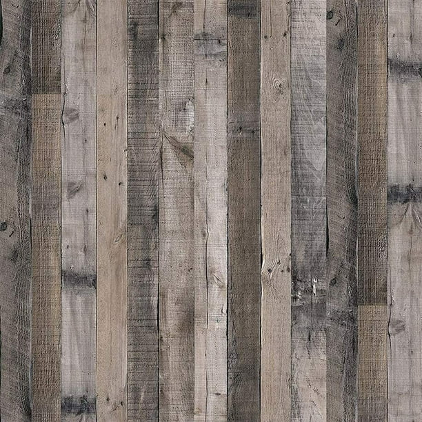 Gray Wood Wallpaper Wood Peel and Stick Wallpaper 17.7”x 118.1” Self Adhesive